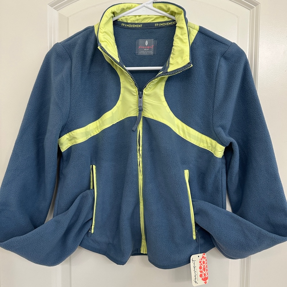 NWT Free People FP Movement In The Zone Fleece Zip Up Jacket in Skyline Size XS